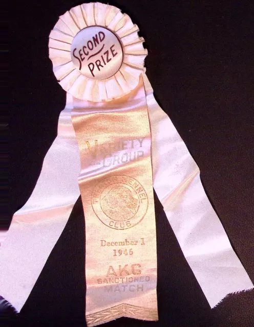 Trenton Kennel Club Ribbon 1946 AKC Sanctioned Match American Kennel Club