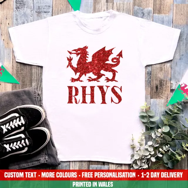 T-shirt nome drago gallese divertente rugby calcio cymru gales San Davide regalo giorno