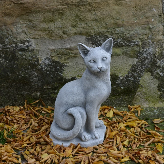 Massif Sculpture en Pierre Chat Kater Chaton Décoration de Jardin fonte au Gel