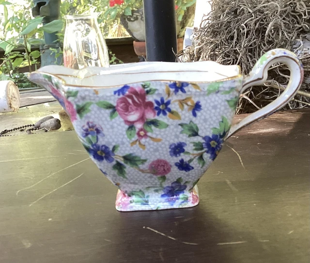 Vintage Royal Winton Grimwades England Old Cottage Chintz Creamer & Sugar Set 3