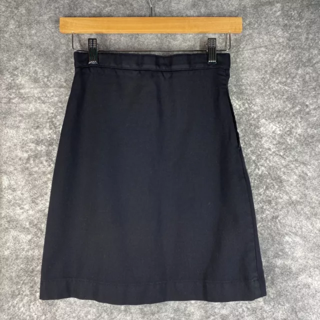 Lands End Girls Skirt 10S Dark Blue A-line Uniform School Girl Adjustable Waist 2