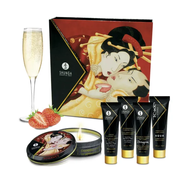 Massage et Cosmetique Kit Secret de Geisha Vin Pétillant Fraise - SHUNGA