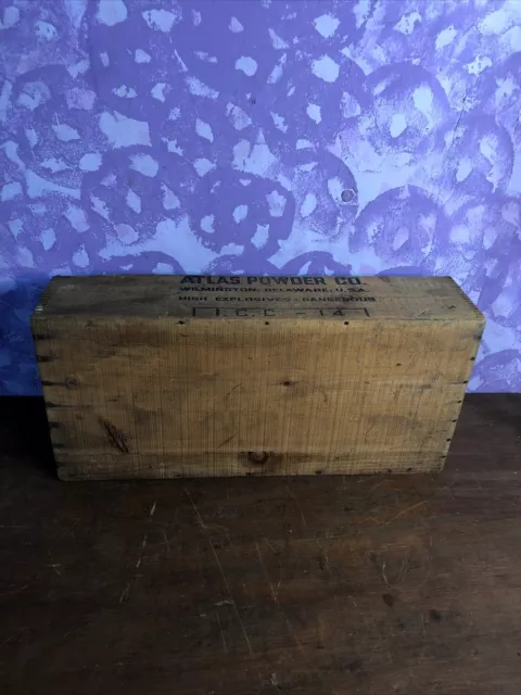Vintage Atlas Powder Co High Explosives Wooden Box Mining Advertising 6