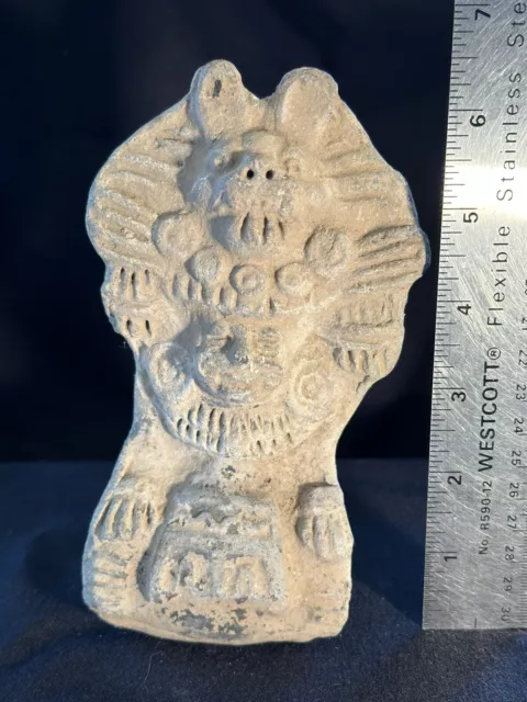 Pre-Columbian Mayan Pottery Deity Figure Urn Artifact