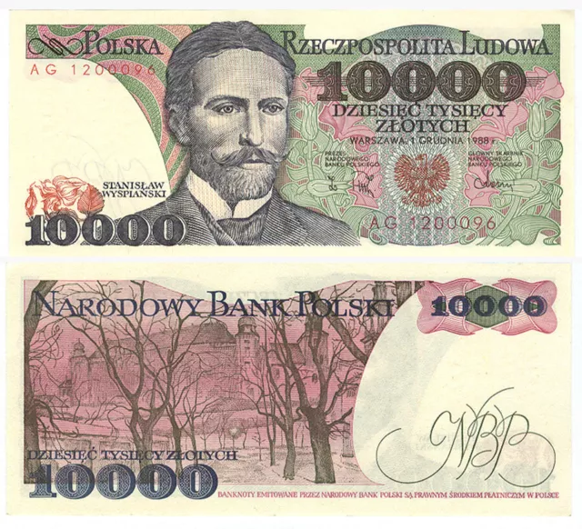 POLEN - Banknote - 10 000 Zlotych - 1988 - Serie " AG " - St.Warynski - UNC