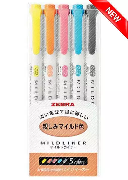 Zebra MildLiner Soft & Friendly 5 Colour Set