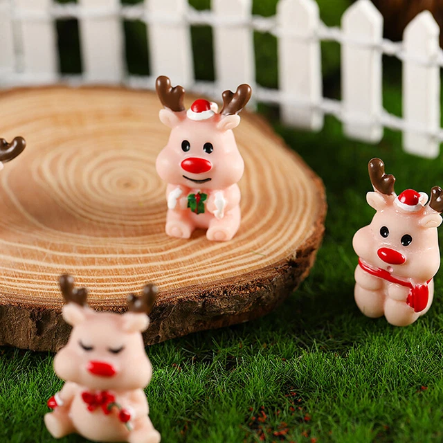 Mini Christmas Decoration Elk Garden Decor Snow Landscape Model Ornament TOP2