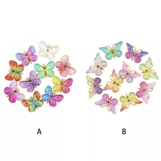 10Pcs Resin Gradient Colorful Butterflies Flatback Cabochon Embellishments DIY