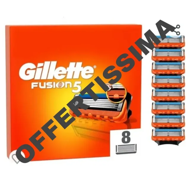 Gillette Fusion5 Lamette di Ricambio - 8 Lamette Da 5 Lame Striscia Lubrificante