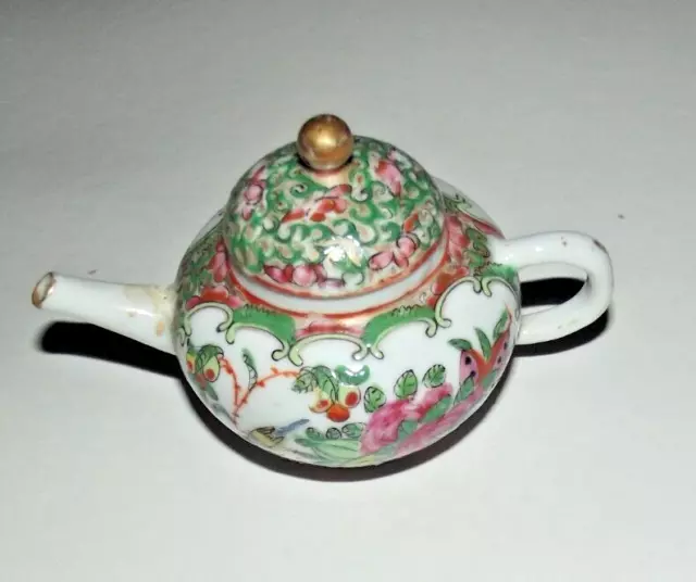antique Chinese small teapot famille rose