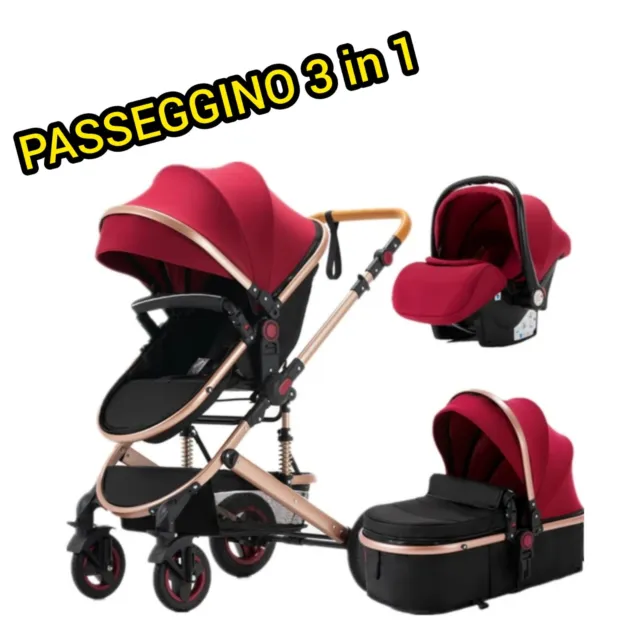 Passeggino 3 in 1 Da Viaggio Comodo Ed Elagante Passeggino per Bimbo