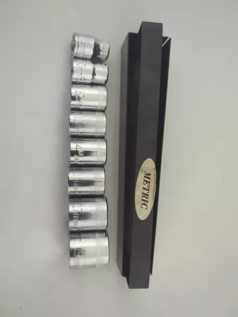 USA Craftsman 8pc METRIC 3/8" dr shallow 12pt socket set W/Tray 19mm-9mm -v,vv,g