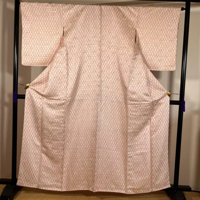 K3016101 Japanese Kimono Silk Komon Pink
