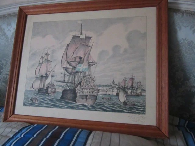 Gravure Estampe Signée Daniel Derveaux – St Malo 1946 – Siècle Louis XIV