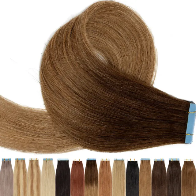Invisible Tape in/on 100% Real Remy Human Hair Extensions Skin Weft 20-80PCS