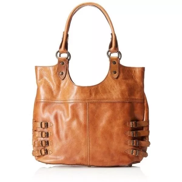 $420 Frye Selena Whiskey Leather Belted Shoulder Bag