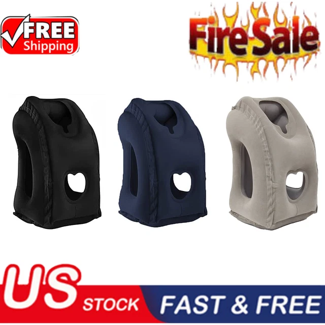Inflatable Air Travel Pillow Airplane Office Nap Rest Neck Head Chin Cushion NEW