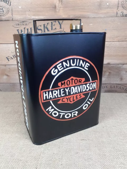 Retro vintage style Black Harley Davidson Oil petrol can Rectangular shaped