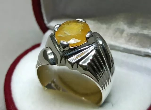 Natural Yellow Sapphire ( Pukhraj)Ring With Gold 4.300Gm ,( Pukhraj Size  5.30Ct Very Good Quality) With Lab Cartificate – Asdelo