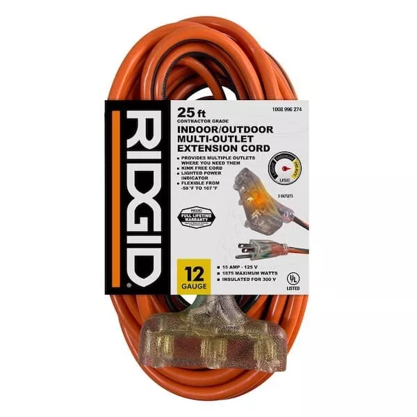 50 FT RIDGID 3 outlet inline Extension Cord 14/3 new Heavy Duty $19.99 -  PicClick