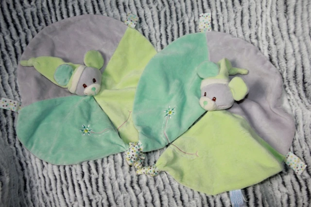 Doudou Gipsy Souris Plat Vert Bleu Gris Parme Lot De 2 Exc Etat
