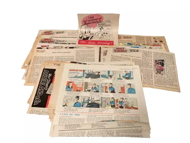 Walt Disney Donald Duck Cartoon and Ads Rare Danish 1960s Magazine Clippings