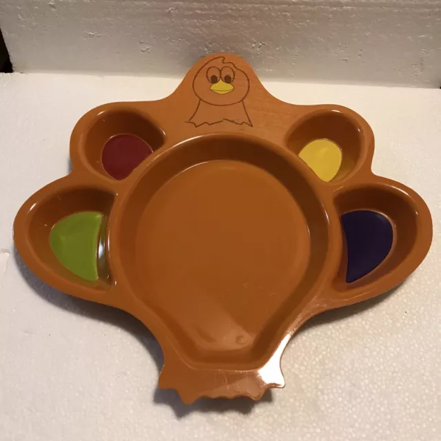 Kids Thanksgiving Divided Melamine Plate With 5 Sections Turkey Shape