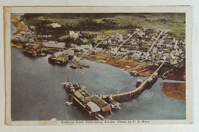 Airplane View Petersburg US Navy Alaska AK Postcard Vintage n