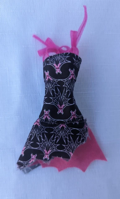 MONSTER HIGH DRACULAURA Vestido Conjunto Rosa Negro Murciélagos