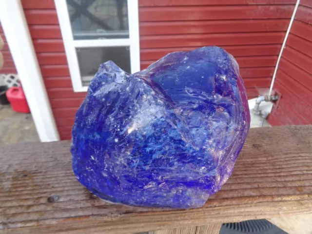 Glass Rock Slag Pretty Clear Cobalt Blue 12.6 lbs W62 Rocks Landscaping Aquari