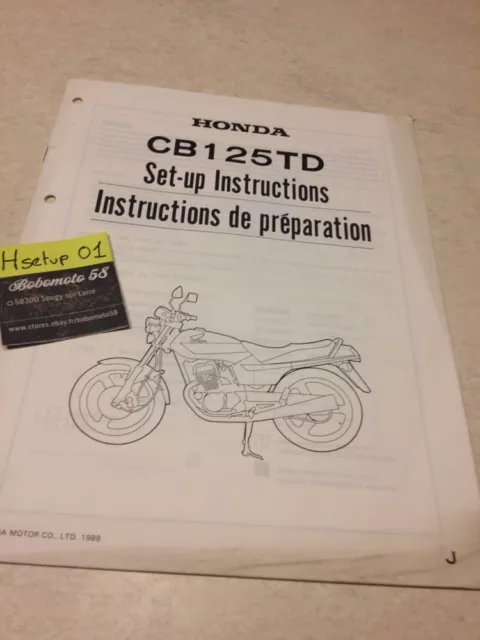 Honda CB125TD CB125 Td CB 125 Twin Instruction Setup Preparation Manual