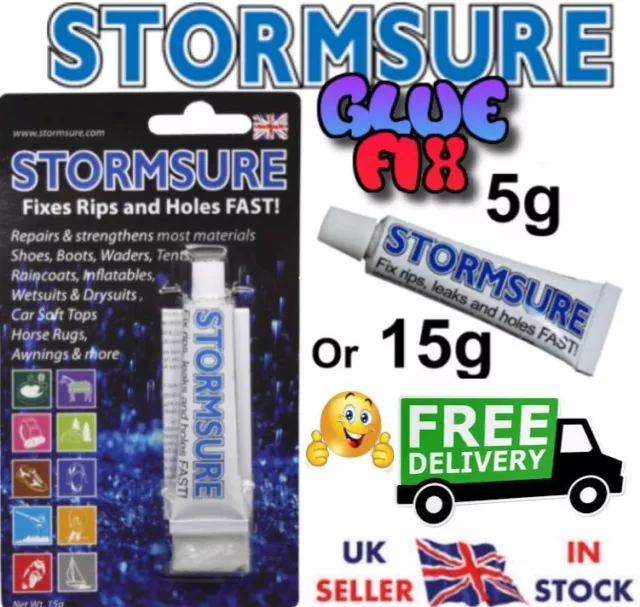 Stormsure Flexible Repair Adhesive 5g or 15G Rubber/ Tent/Awning Rips Holes