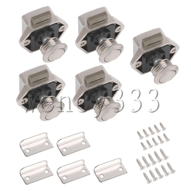 50 x Push Button Cabinet Latch for RV Caravan Boat Cupboard Door w/ Screw