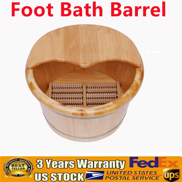 WOODEN FOOT BATH Basin Health Foot Massage Tub Barrel Soaking Feet Spa