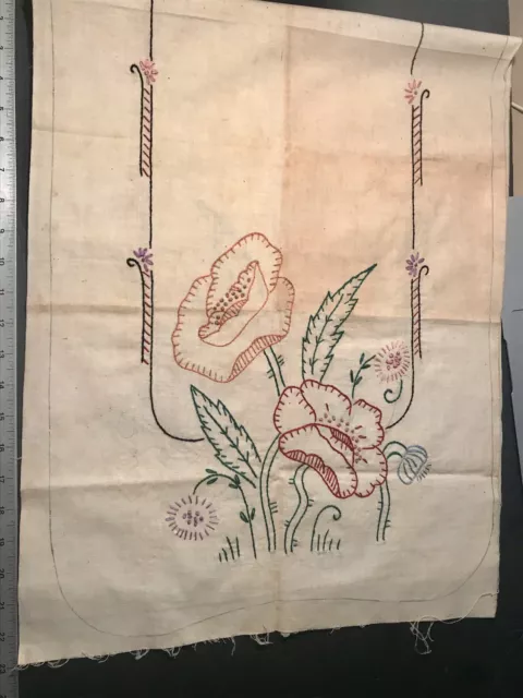 "Bordado vintage sin terminar Runner en algodón estampado sin blanquear 42 x 17"