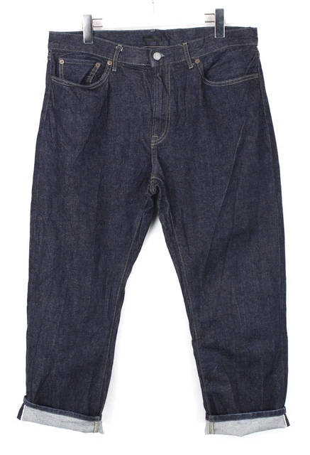 Uniqlo Jeans Uomo W36 Cimossa Regular Scuro Sfumato Effetto Zip Casual