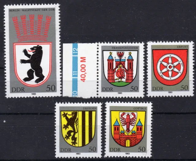 DDR 1983 Satz Stadtwappen Nr. 2817-2821 postfrisch ** MNH VF