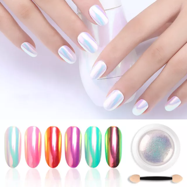 Mirror Chrome Nail Powder Holographic Silver Glitter Powder Nail Art Pigment*