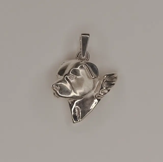 Large Sterling Silver Pit Bull Terrier / AM Staff Angel Pendant
