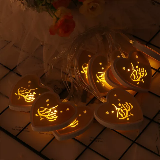 Luci stringhe LED Ramadan - Modello cuore, colore oro, senza batteria