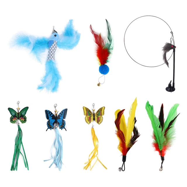 Jouet en plumes de chat 8 pièces avec cadeaux de remplacement de plumes 3