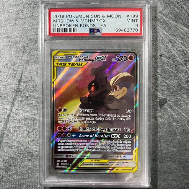 Pokemon Marshadow & Machamp GX Unbroken Bonds Alt Art PSA 9 MINT Graded Card