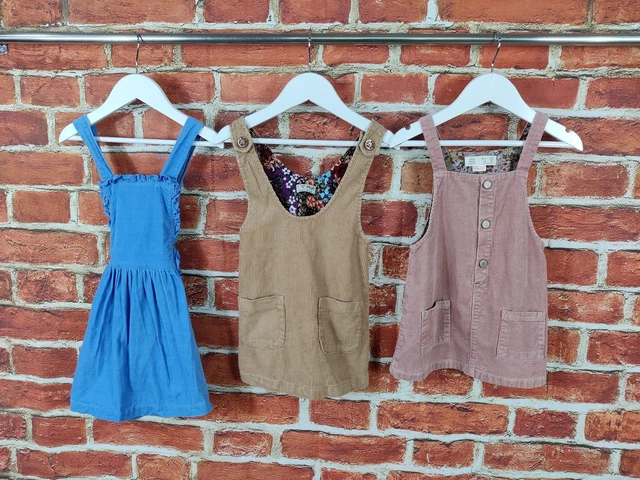 Girls Bundle Age 2-3 Years Zara Next M&S Plain Corduroy Pinafore Dress Set 98Cm