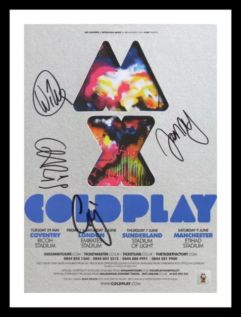 Coldplay Entire Group Autographed Signed & Framed Photo Print