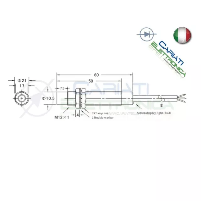 Sensore di Prossimità Induttivo NPN NO M12 6-36Vdc Finecorsa Arduino 3