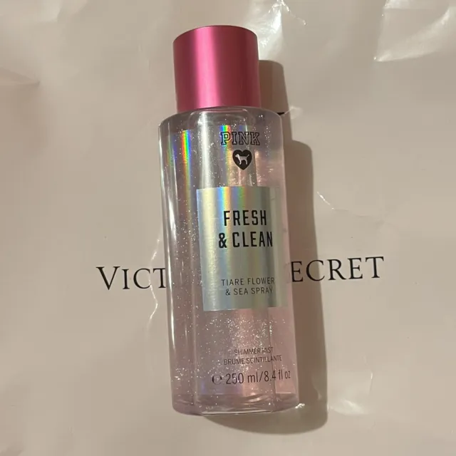 New Victoria's Secret PINK Fresh and Clean Shimmer Fragrance Body Mist Pup 8.4oz