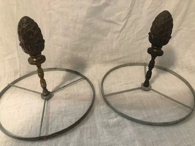 Antique Solid Brass Lamp Finials - Large & Old