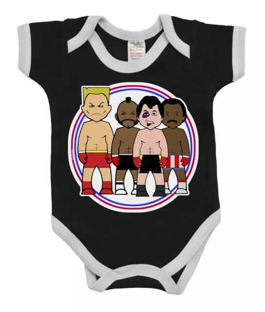 VIPwees Rock N Rivals Babygrow Bodysuit Cute Vest Gift Baby Shower Rocky Boxing