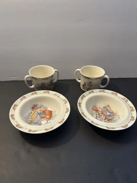 ROYAL DOULTON BUNNYKINS Nurseryware Bone China - twin Set cups & Bowls
