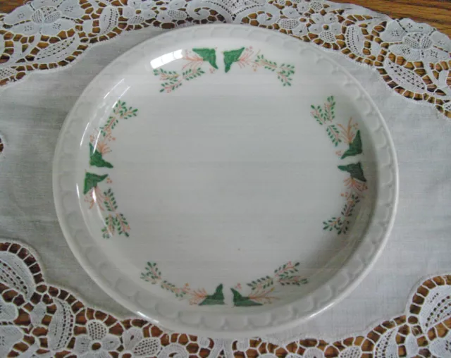 Vintage Syracuse China Restaurant Green Pink Leaves 7 1/4" Plate ~